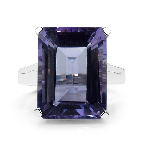 Bague de fiançailles en argent sterling avec améthyste véritable de 11,47 carats