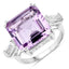 Anillo de Plata Esterlina con Amatista Rosa de 8.30 Quilates y Topacio Blanco