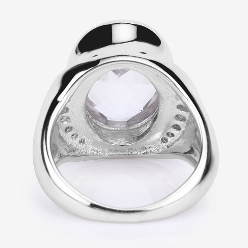 5.38 Carat Crystal Quartz & Diamond Sterling Silver Engagement Ring
