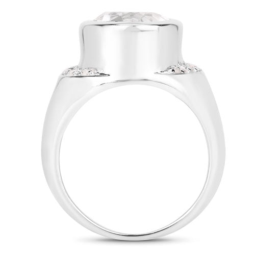 5.38 Carat Crystal Quartz & Diamond Sterling Silver Engagement Ring