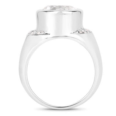 5.38 Carat Crystal Quartz & Diamond Sterling Silver Engagement Ring