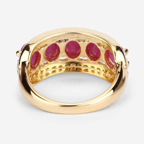 1.74 Carat Genuine Ruby and White Diamond Ring in Sterling Silver
