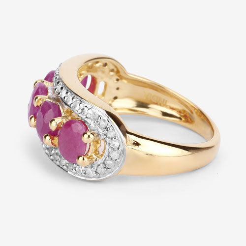 1.74 Carat Genuine Ruby and White Diamond Ring in Sterling Silver