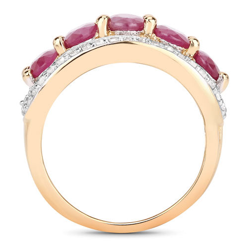 1.74 Carat Genuine Ruby and White Diamond Ring in Sterling Silver