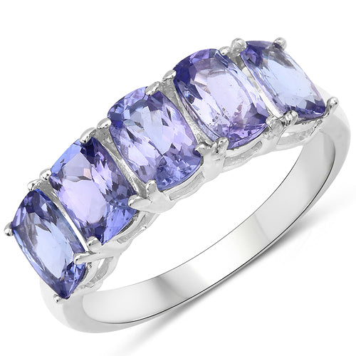 Bague de fiançailles en argent sterling avec tanzanite véritable de 2,65 carats