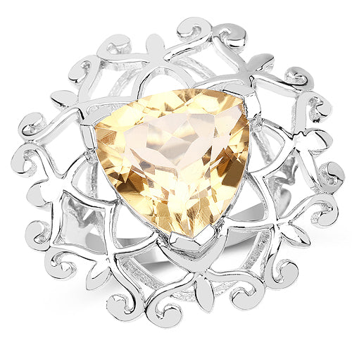 Anillo de Compromiso de Plata Esterlina con Citrino de 5.71 Quilates