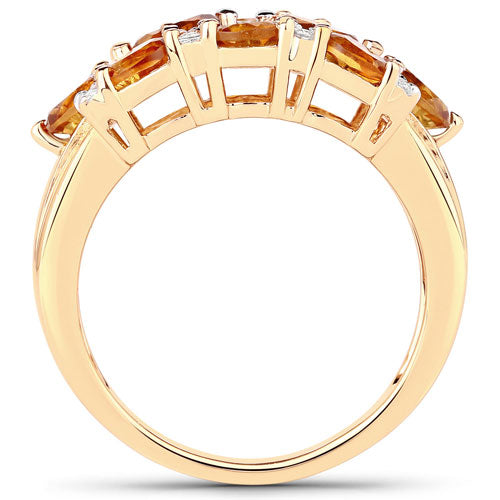Bague en Citrine et Topaze Blanche Plaquée Or Jaune 14K