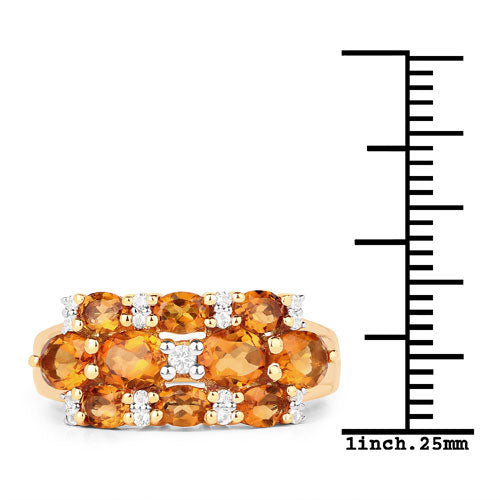 Bague en Citrine et Topaze Blanche Plaquée Or Jaune 14K