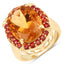 9.38 Carat Genuine Citrine & Orange Sapphire Sterling Silver Ring