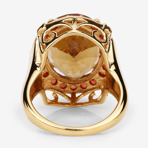9.38 Carat Genuine Citrine & Orange Sapphire Sterling Silver Ring