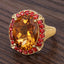 9.38 Carat Genuine Citrine & Orange Sapphire Sterling Silver Ring