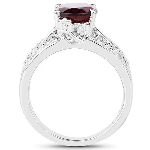 3.23 Carat Rhodolite and White Topaz Sterling Silver Engagement Ring