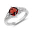 Bague en argent sterling avec grenat véritable de 1,67 carat et topaze blanche