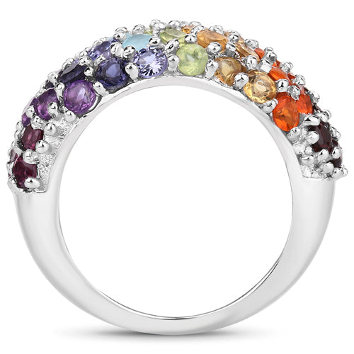 4.16 Carat Multi-Stone .925 Sterling Silver Engagement Ring