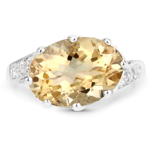 Bague en argent sterling avec citrine et topaze blanche de 4,63 carats