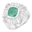 2.57 Carat Emerald and White Topaz Halo Ring in Sterling Silver