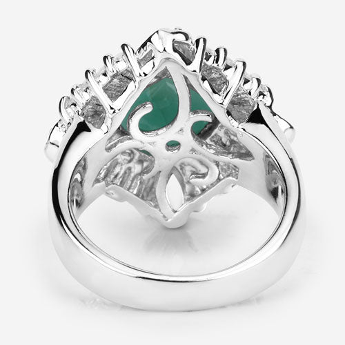2.57 Carat Emerald and White Topaz Halo Ring in Sterling Silver