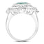2.57 Carat Emerald and White Topaz Halo Ring in Sterling Silver