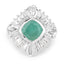 2.57 Carat Emerald and White Topaz Halo Ring in Sterling Silver