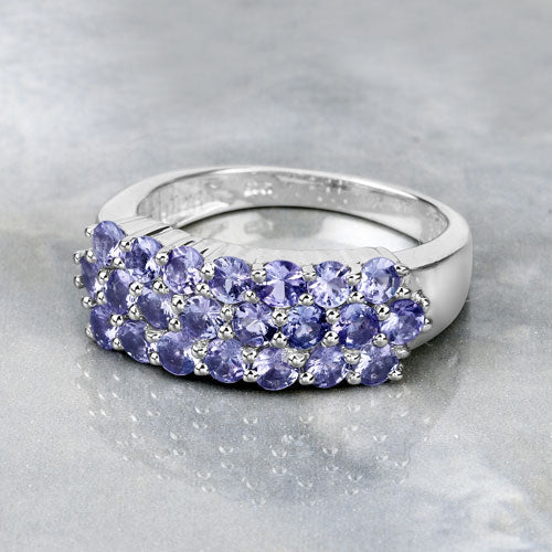 Bague en argent sterling .925 avec tanzanite véritable de 1,54 carat
