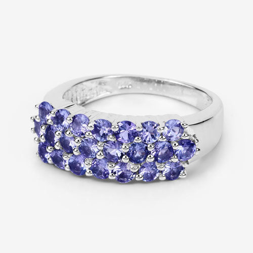 Bague en argent sterling .925 avec tanzanite véritable de 1,54 carat