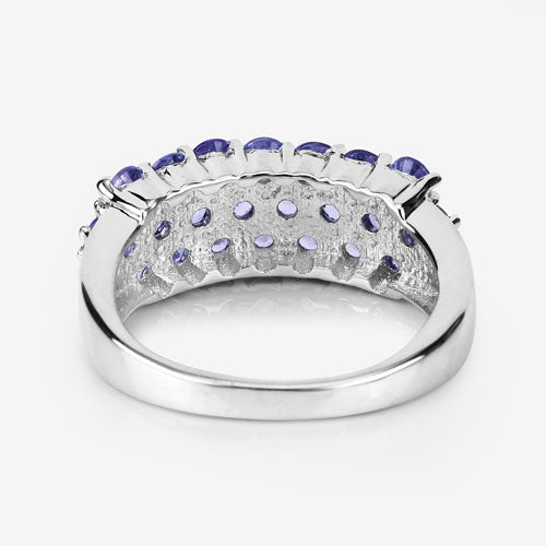 Bague en argent sterling .925 avec tanzanite véritable de 1,54 carat