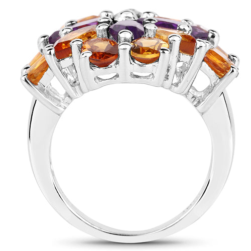 Bague en argent sterling avec améthyste de 7,96 carats et citrine de Madeira