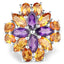 Bague en argent sterling avec améthyste de 7,96 carats et citrine de Madeira