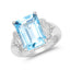8.89 Carat Genuine Swiss Blue Topaz Sterling Silver Ring