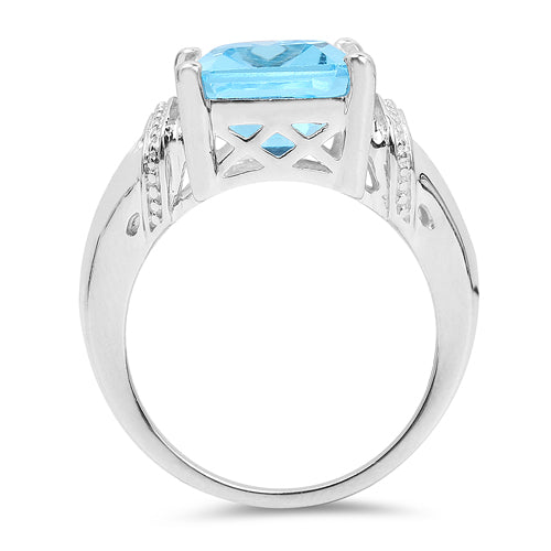 8.89 Carat Genuine Swiss Blue Topaz Sterling Silver Ring