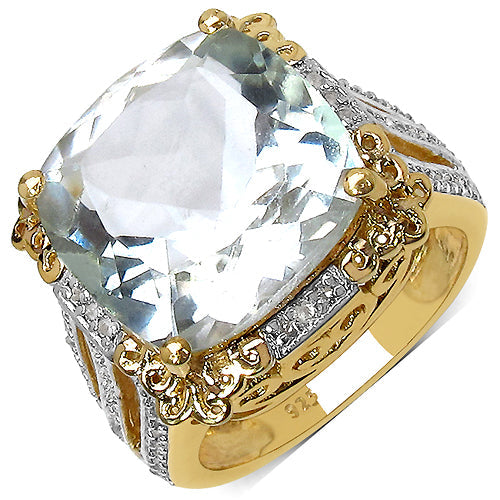 14K Yellow Gold Plated Amethyst & White Topaz Ring