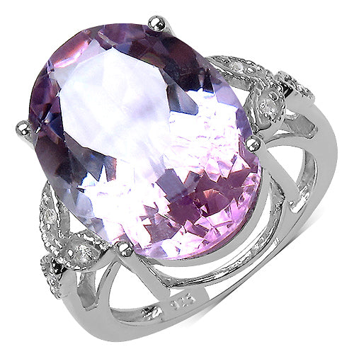 10.50 Carat Genuine Amethyst & White Topaz Sterling Silver Ring