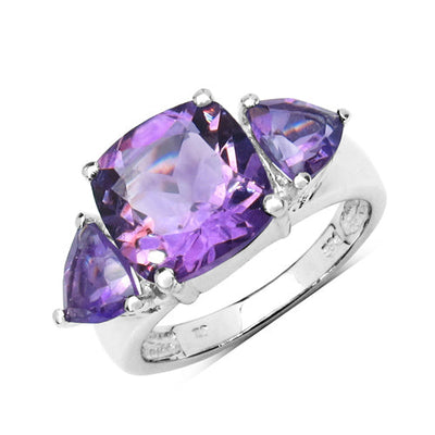 4.10 Carat Genuine Amethyst Sterling Silver Engagement Ring