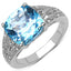 Anillo de Plata Esterlina con Topacio Azul de 5.05 Quilates y Acentos de Diamante