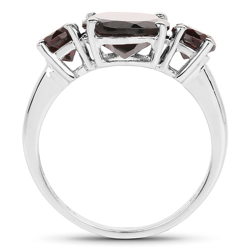 Bague de fiançailles en argent sterling .925 avec grenat véritable de 5,01 carats
