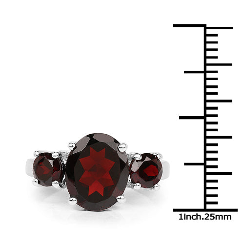 Bague de fiançailles en argent sterling .925 avec grenat véritable de 5,01 carats