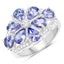 Anillo de Plata Esterlina con Tanzanita y Topacio Blanco de 3.24 Quilates