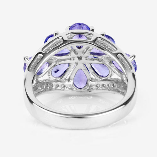 Anillo de Plata Esterlina con Tanzanita y Topacio Blanco de 3.24 Quilates
