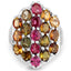 5.89 Carat Multi Tourmaline Sterling Silver Cocktail Ring
