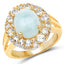 14K Yellow Gold Plated Aquamarine & White Topaz Ring