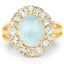 14K Yellow Gold Plated Aquamarine & White Topaz Ring
