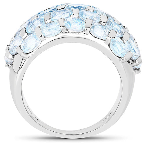 Bague de fiançailles en argent sterling avec topaze bleue véritable de 5,51 carats