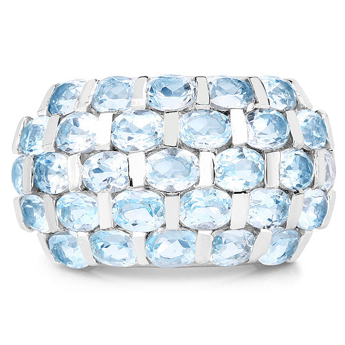Bague de fiançailles en argent sterling avec topaze bleue véritable de 5,51 carats