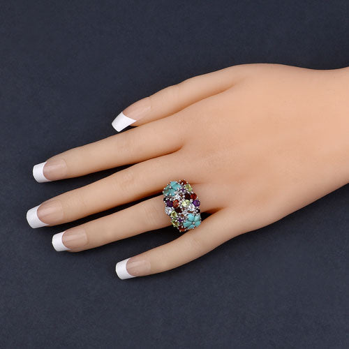 Bague de fiançailles en argent sterling .925 avec plusieurs pierres de 4,03 carats