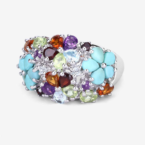 Bague de fiançailles en argent sterling .925 avec plusieurs pierres de 4,03 carats