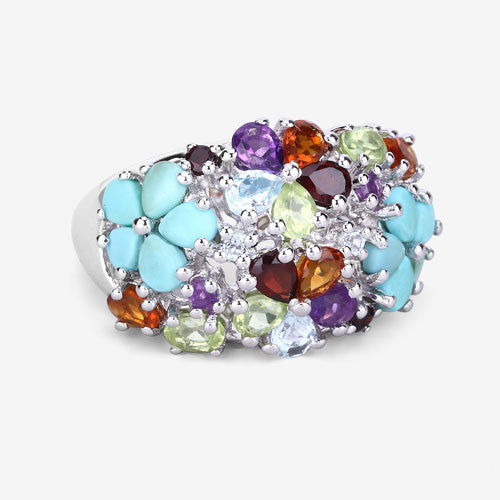 Bague de fiançailles en argent sterling .925 avec plusieurs pierres de 4,03 carats