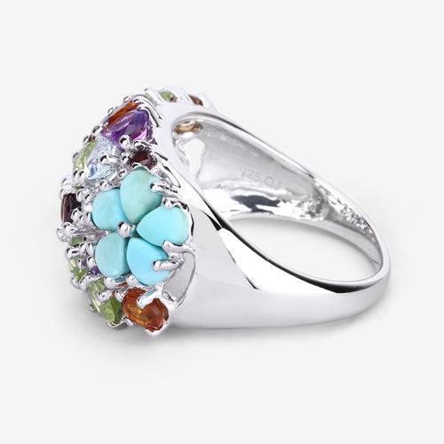 Bague de fiançailles en argent sterling .925 avec plusieurs pierres de 4,03 carats