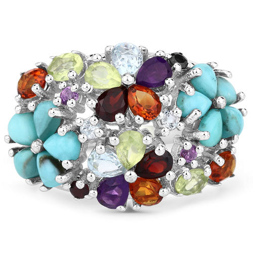 Bague de fiançailles en argent sterling .925 avec plusieurs pierres de 4,03 carats