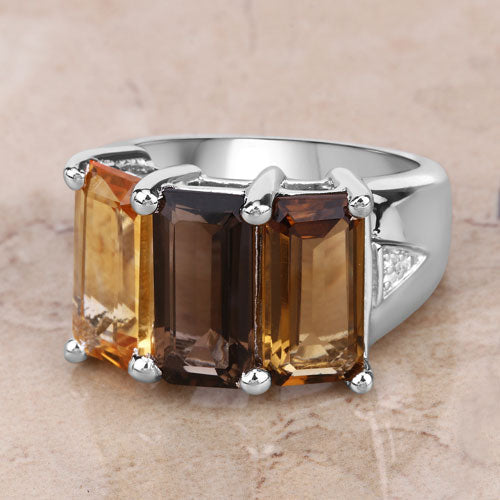 8.17 Carat Genuine Multi-Stone .925 Sterling Silver Engagement Ring