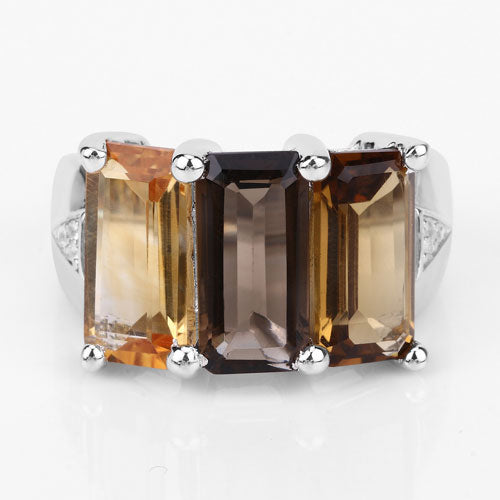 8.17 Carat Genuine Multi-Stone .925 Sterling Silver Engagement Ring